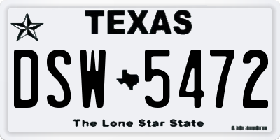 TX license plate DSW5472