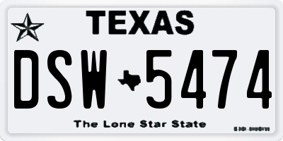 TX license plate DSW5474