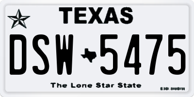 TX license plate DSW5475