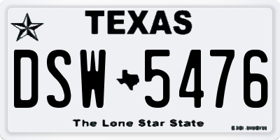 TX license plate DSW5476