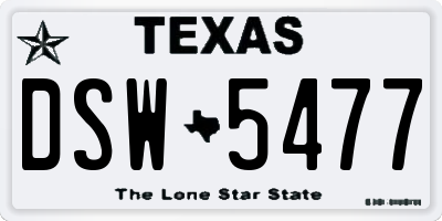 TX license plate DSW5477