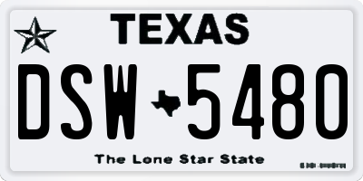 TX license plate DSW5480