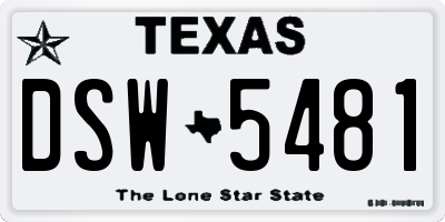 TX license plate DSW5481