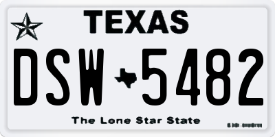 TX license plate DSW5482
