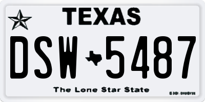 TX license plate DSW5487