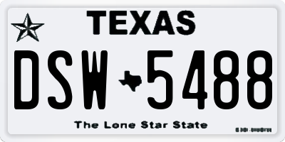 TX license plate DSW5488