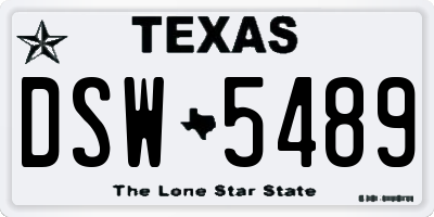 TX license plate DSW5489