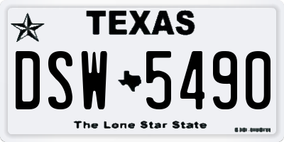 TX license plate DSW5490