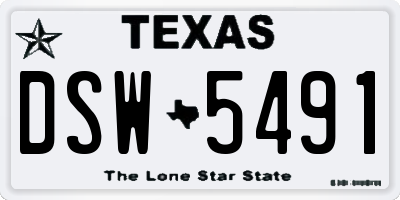 TX license plate DSW5491