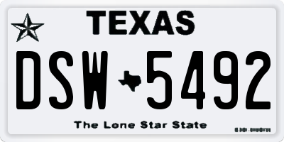 TX license plate DSW5492