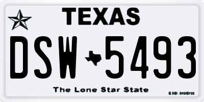 TX license plate DSW5493