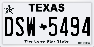 TX license plate DSW5494
