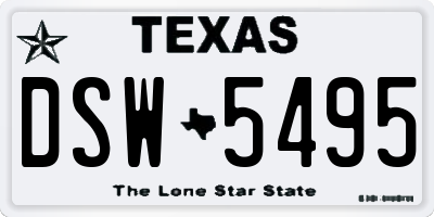 TX license plate DSW5495