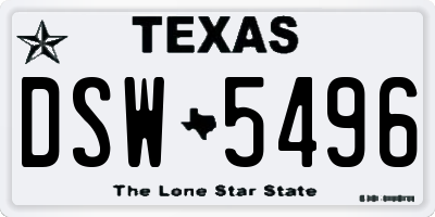 TX license plate DSW5496