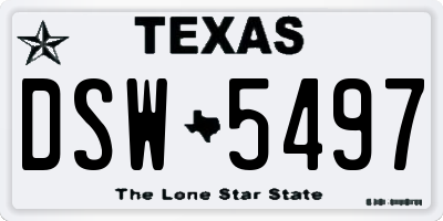 TX license plate DSW5497