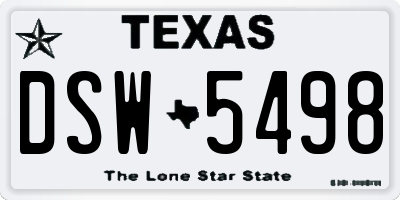 TX license plate DSW5498