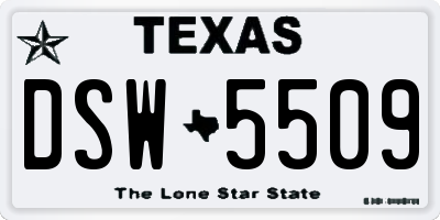 TX license plate DSW5509