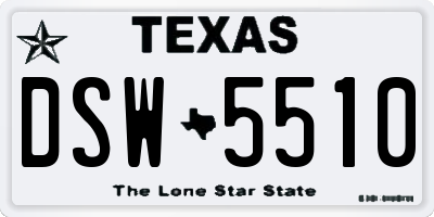 TX license plate DSW5510