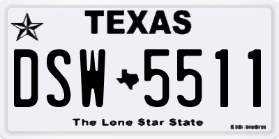 TX license plate DSW5511