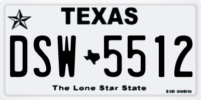 TX license plate DSW5512