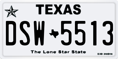 TX license plate DSW5513