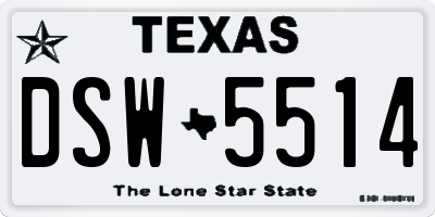 TX license plate DSW5514
