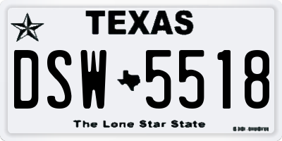 TX license plate DSW5518