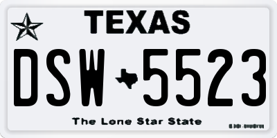 TX license plate DSW5523