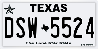 TX license plate DSW5524