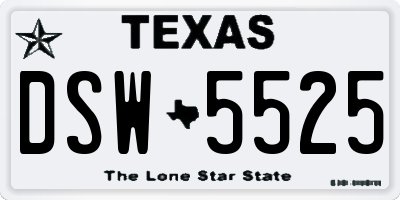 TX license plate DSW5525
