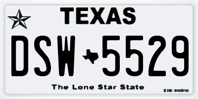 TX license plate DSW5529