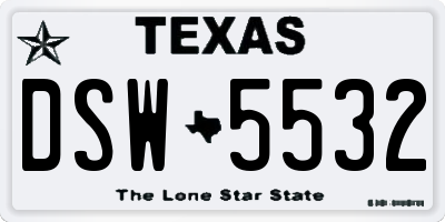 TX license plate DSW5532