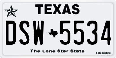 TX license plate DSW5534