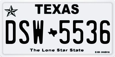 TX license plate DSW5536