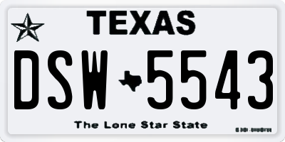 TX license plate DSW5543