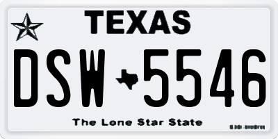 TX license plate DSW5546