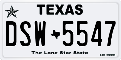 TX license plate DSW5547