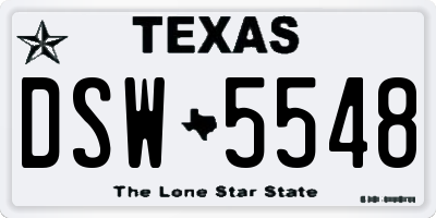 TX license plate DSW5548