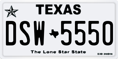 TX license plate DSW5550