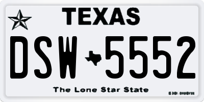 TX license plate DSW5552