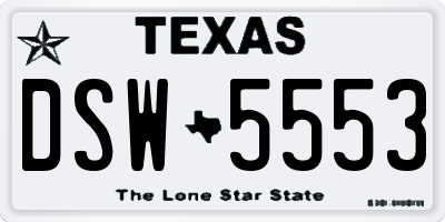 TX license plate DSW5553