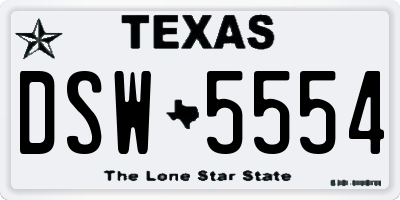 TX license plate DSW5554