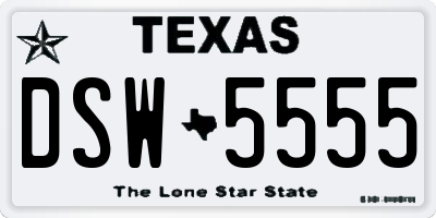 TX license plate DSW5555