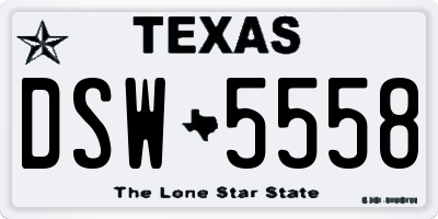 TX license plate DSW5558