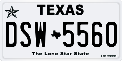 TX license plate DSW5560