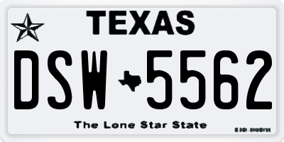 TX license plate DSW5562