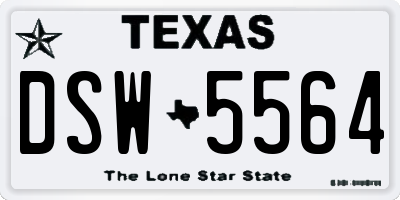 TX license plate DSW5564