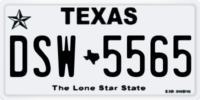 TX license plate DSW5565
