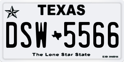 TX license plate DSW5566