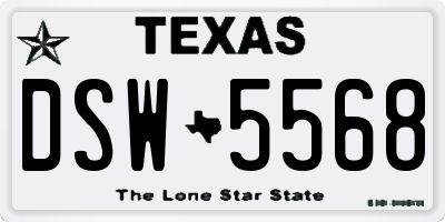 TX license plate DSW5568